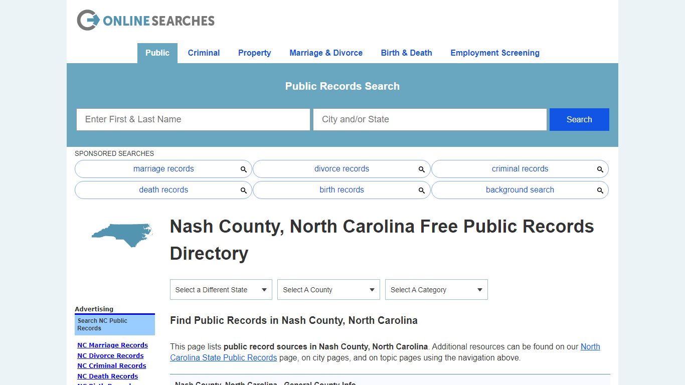Nash County, North Carolina Public Records Directory